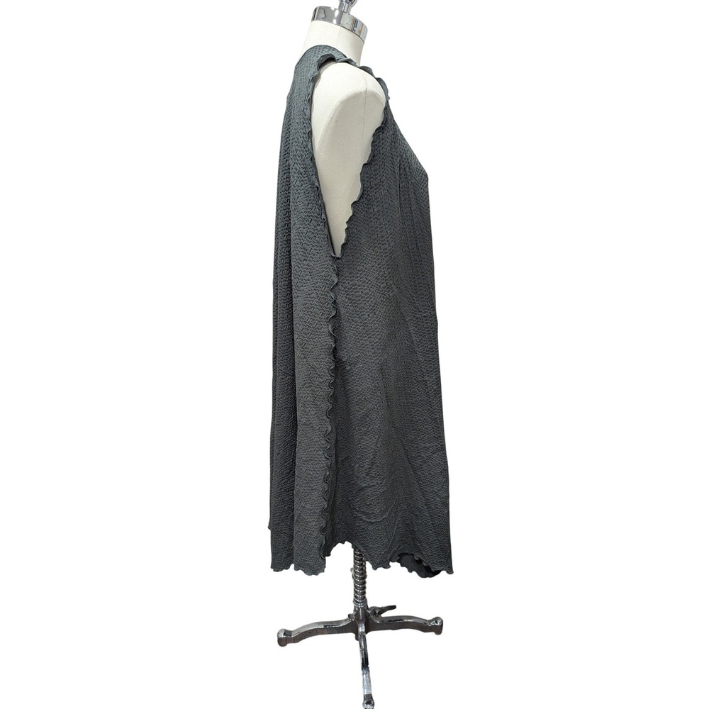 Giselle Shepatin Charcoal Textured V-Neck‎ Sleeveless Duster Vest One Size - Picture 4 of 6